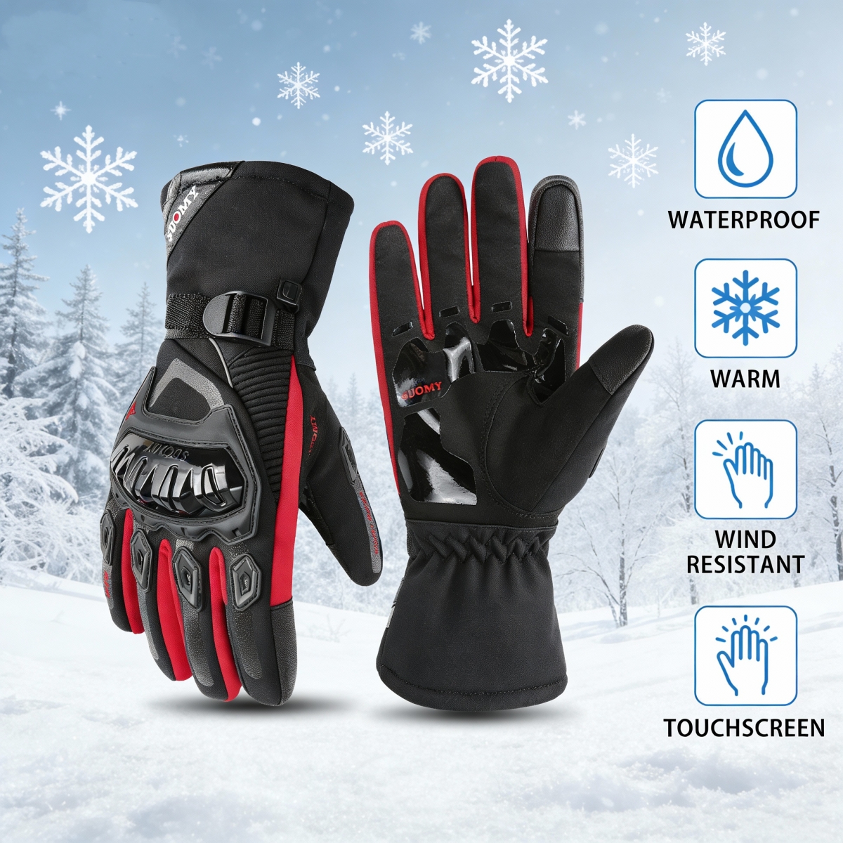 Winter Glove Insulated - Зимние водонепроницаемые мотоциклетные перчатки: термоизолированные, удлиненные