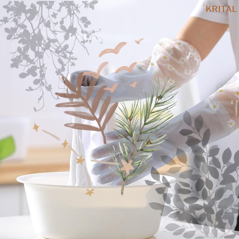 Rubber Glove Cleaning - Водонепроницаемые хозяйственные латексные перчатки с цветочным