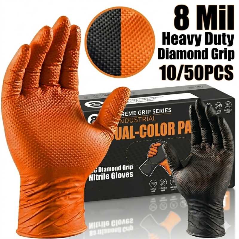Nitrile Mechanic Glove - Прочные оранжевые нитриловые перчатки 8 мил,