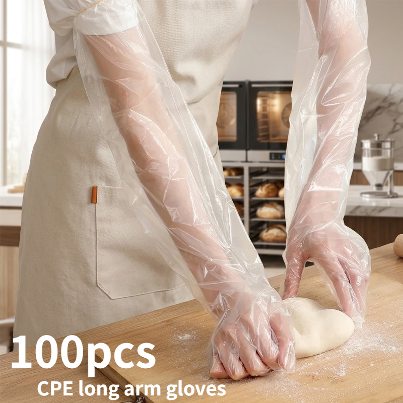 Rubber Glove Cleaning - 100 шт. одноразовых удлиненных перчаток-рукавов из