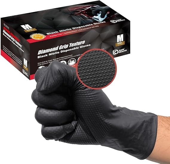Nitrile Mechanic Glove - Черные нитриловые перчатки, одноразовые 8-мильные перчатки