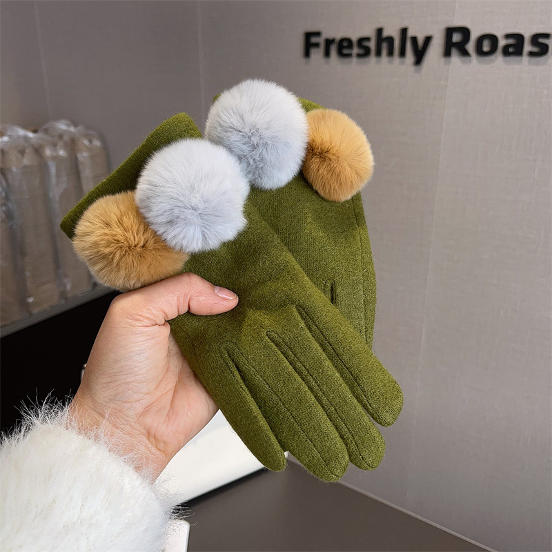 Wool Glove Lined - Женские шерстяные перчатки в клетку с