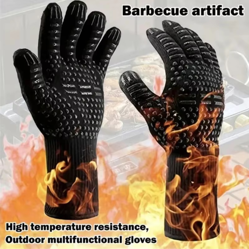 Oven Mitt Silicone - Цельные перчатки для барбекю, высокая термостойкость,