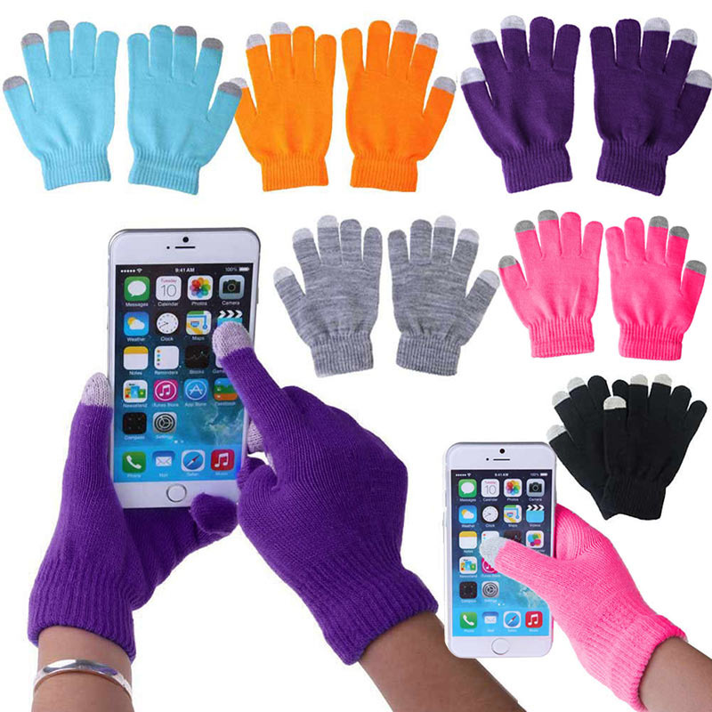 Touchscreen Glove Capacitive - Унисекс зимние теплые вязаные перчатки с
