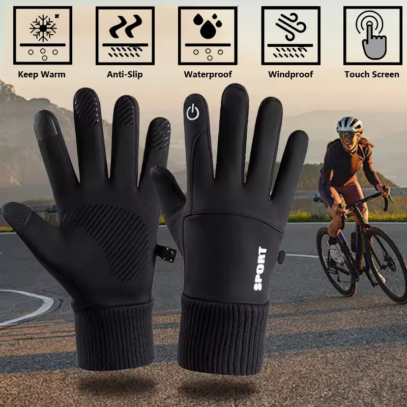 Ski Glove Waterproof - Черные зимние теплые водонепроницаемые перчатки с