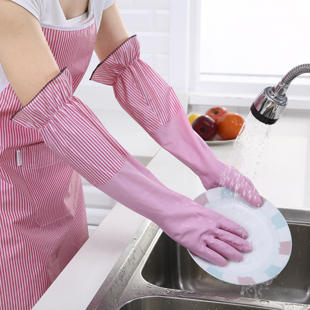 Dish Glove Rubber - Вельветовые утолщенные водонепроницаемые хозяйственные перчатки для