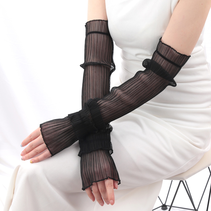Fingerless Glove Knit - 1 пара ледяных шелковых длинных рукавов,