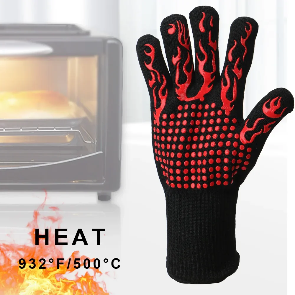 Oven Mitt Silicone - Огнестойкие нескользящие перчатки для барбекю, перчатки