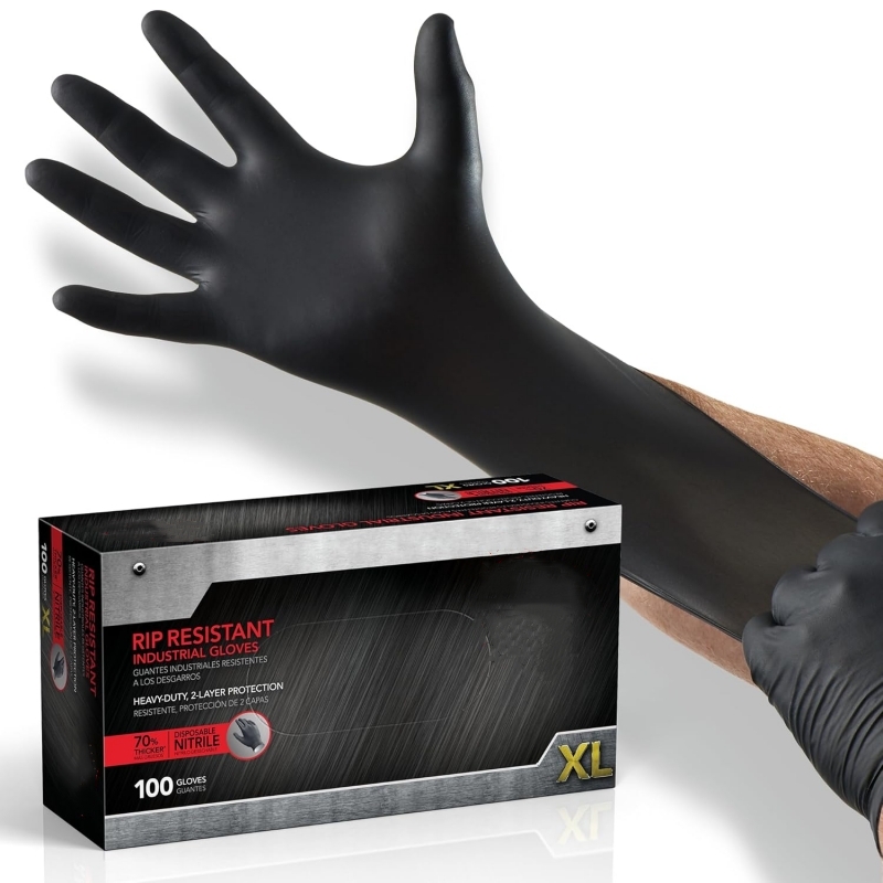 Latex Disposable Glove - 100 шт. черных нитриловых перчаток, одноразовые,