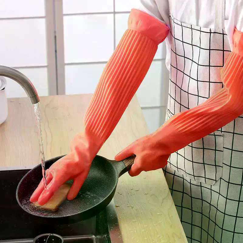 Dish Glove Rubber - Длинные многоразовые резиновые перчатки для мытья
