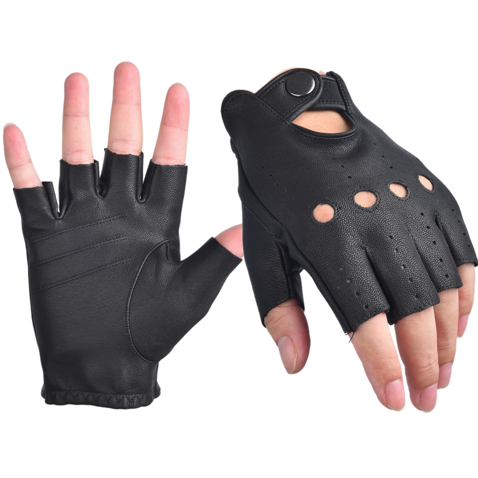 Leather Driving Glove - Мужские перчатки без пальцев, кожаные перчатки