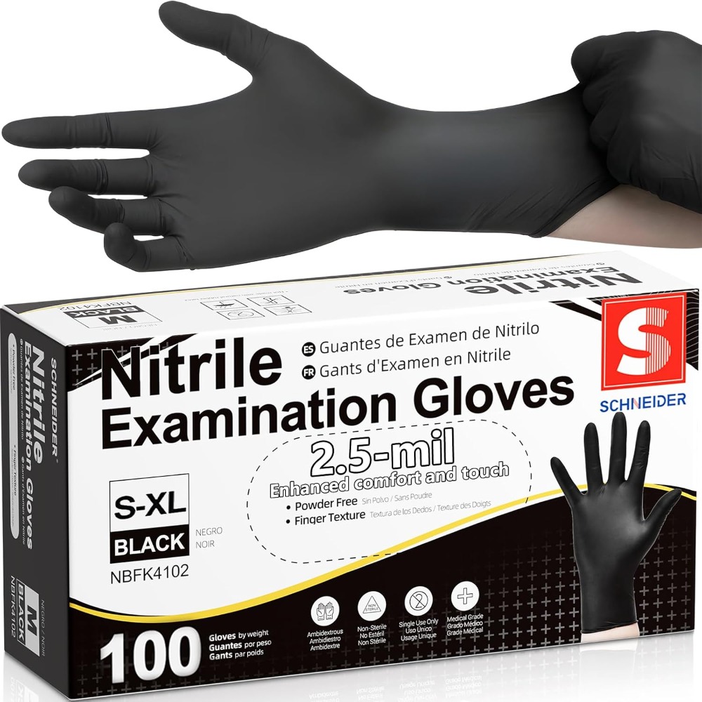 Одноразовые черные нитриловые  – обзор и цена Exam Glove Nitrile