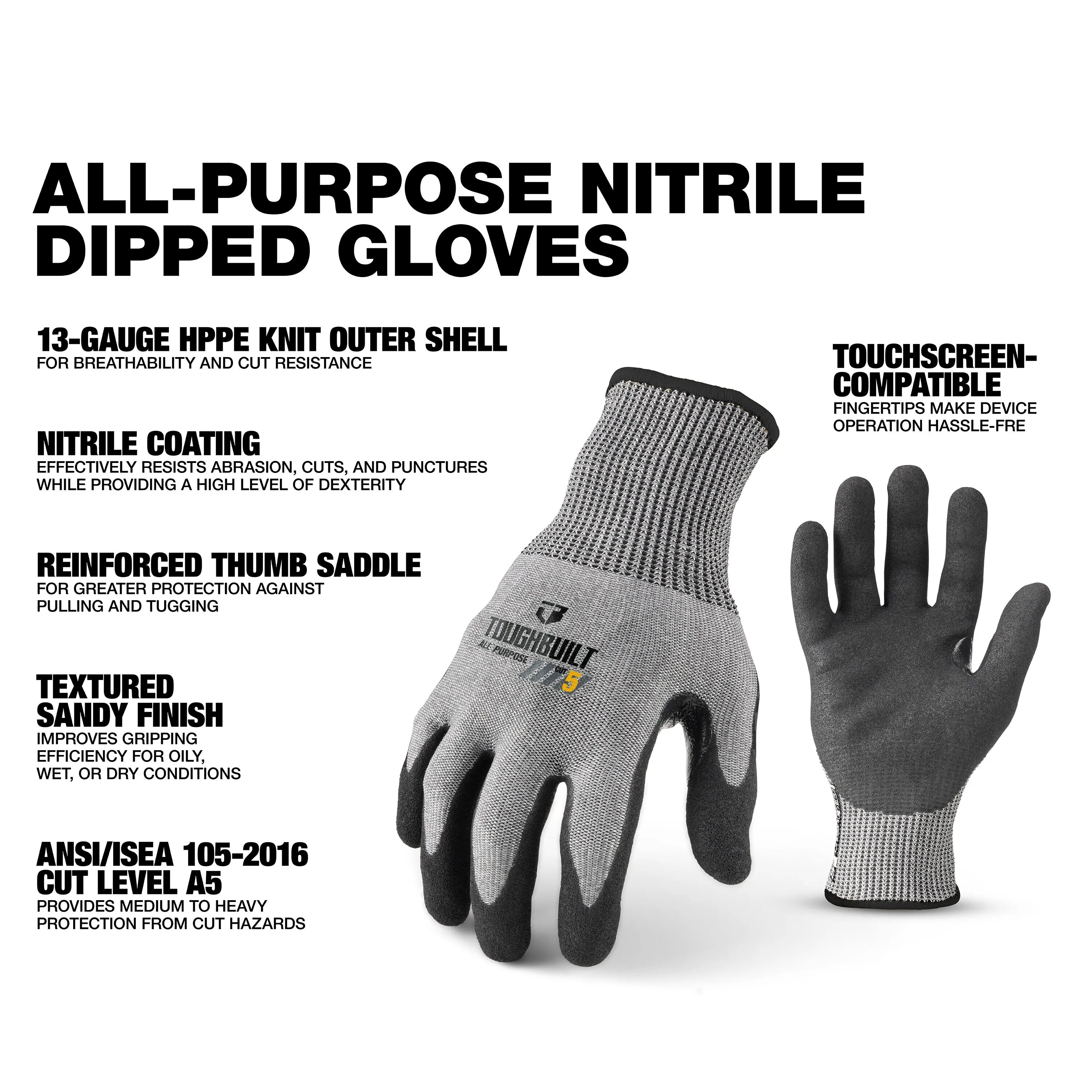 TOUGHBUILT TB-P2-112-5-L Нитри – обзор и цена Nitrile Mechanic Glove