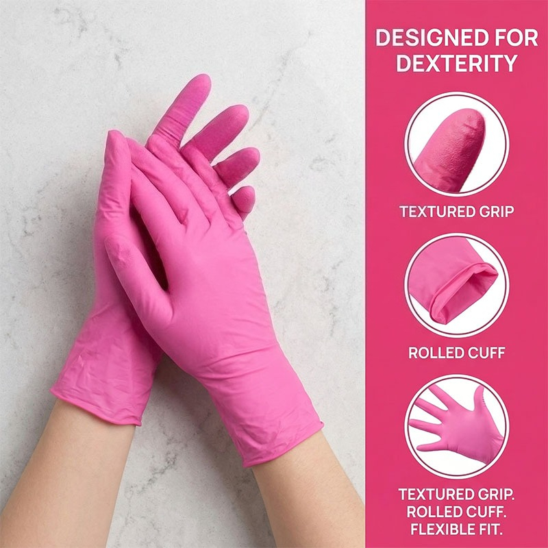 10-100 шт. розовых нитриловых  – обзор и цена Nitrile Mechanic Glove