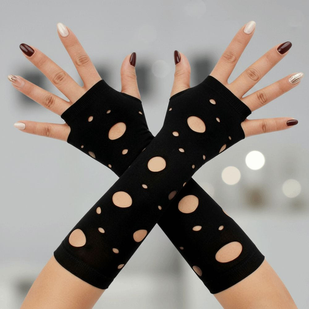 Черные эластичные вязаные мите – обзор и цена Fingerless Glove Knit