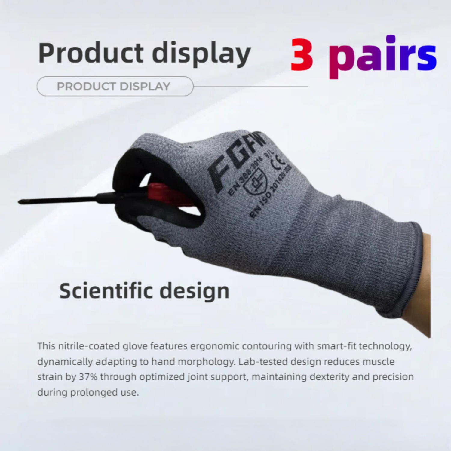 3 пары мягких дышащих рабочих  – обзор и цена Nitrile Mechanic Glove