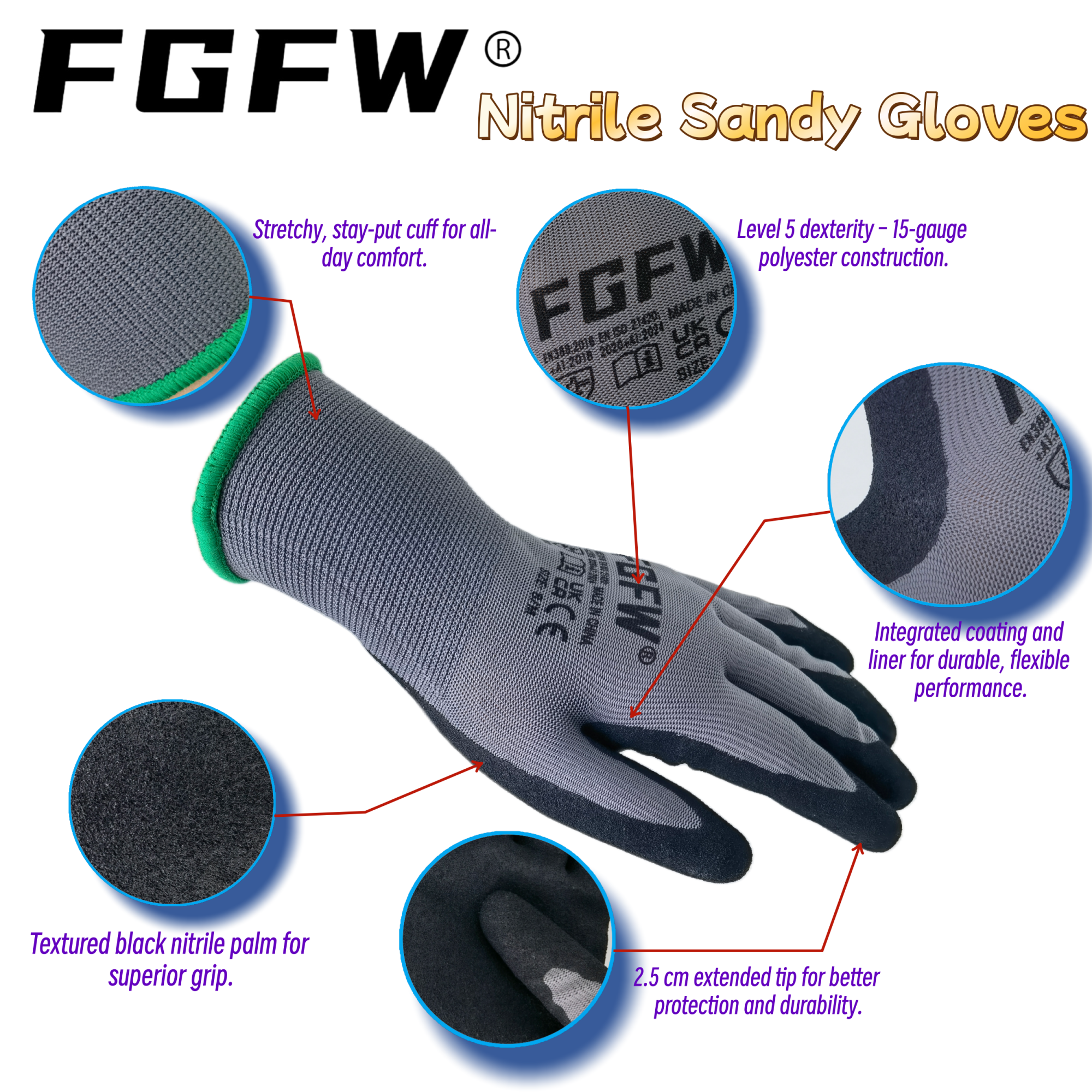 FGFW 10 пар серых нитриловых р – обзор и цена Nitrile Mechanic Glove