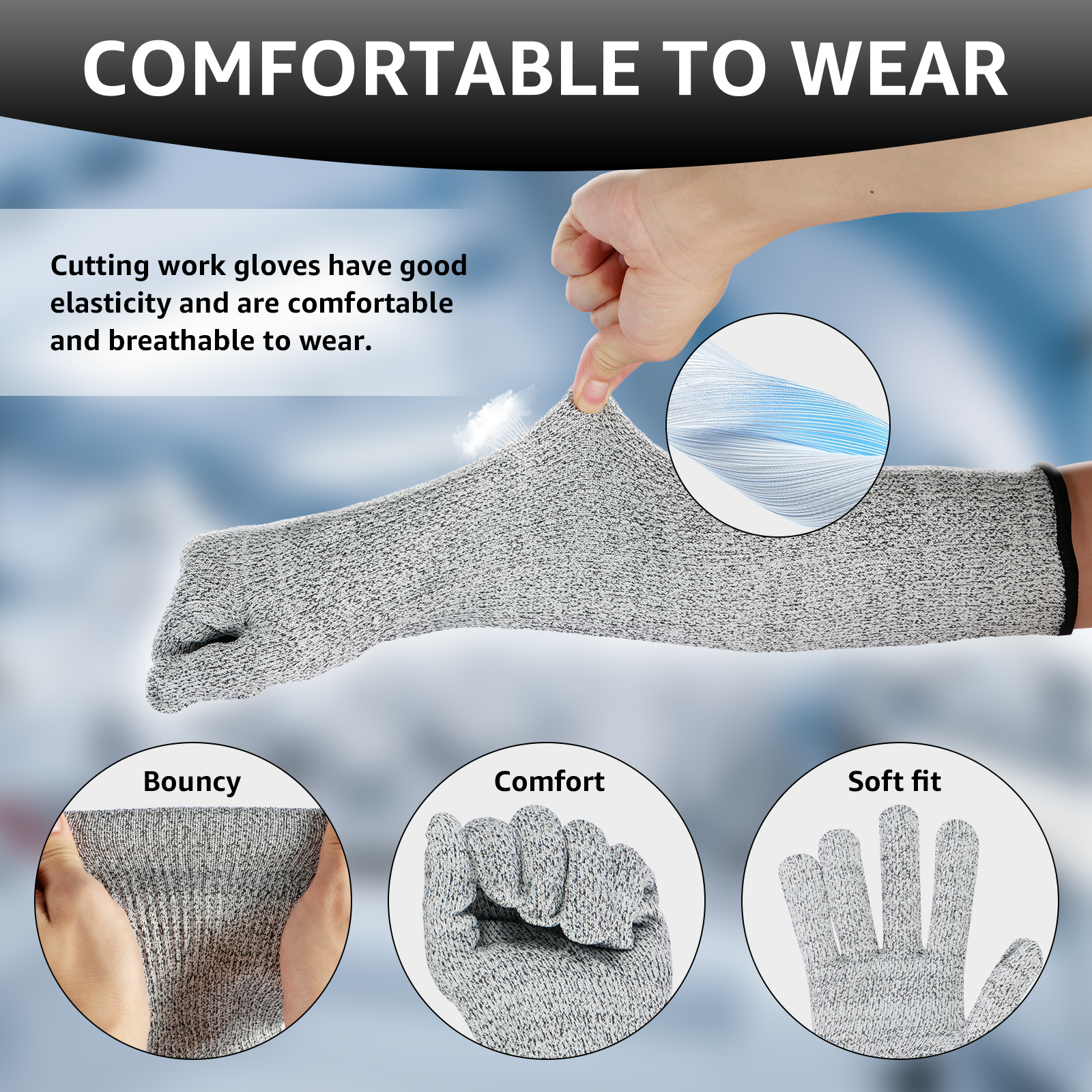 Дышащие перчатки HPPE с защито – обзор и цена Cut Resistant Glove