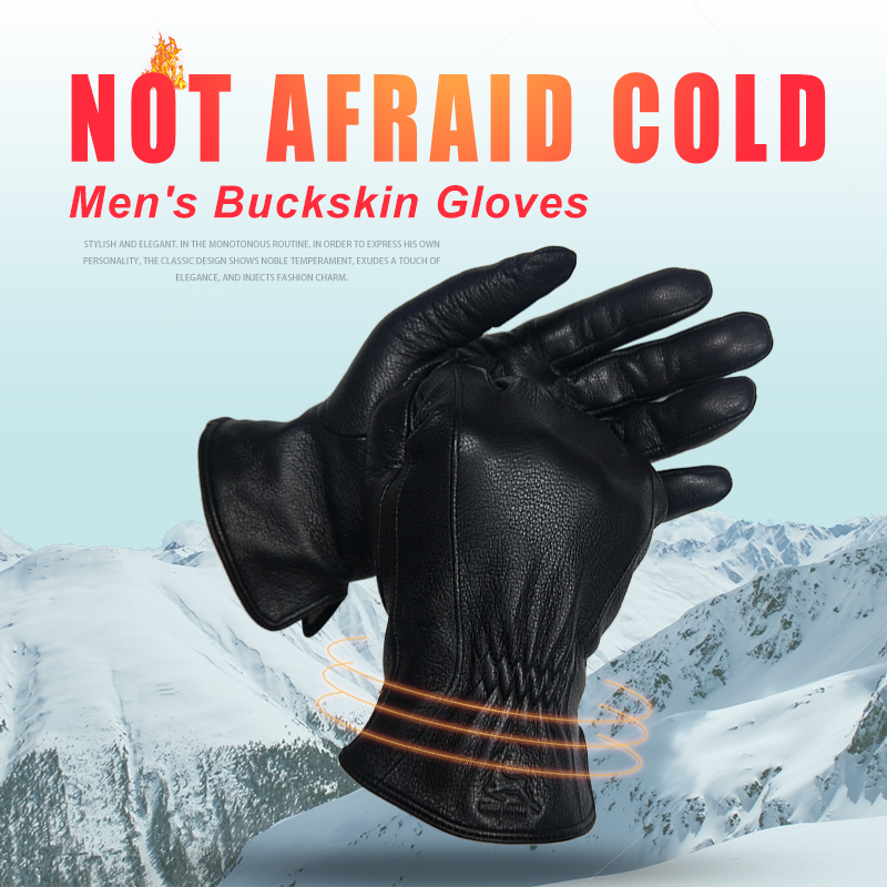    Зимние мужские черные кожа – обзор и цена Wool Glove Lined