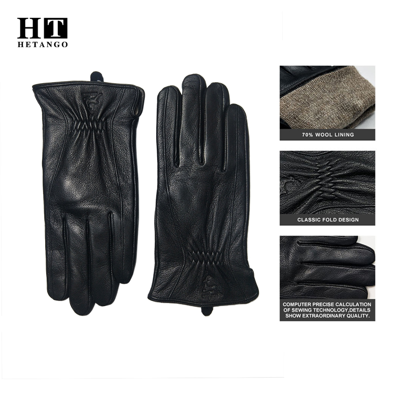    Зимние мужские черные кожа – обзор и цена Wool Glove Lined