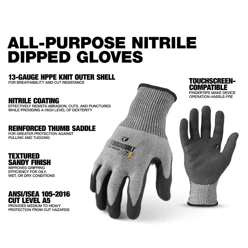 ToughBuilt TB-P2-112-5-L нитри – обзор и цена Cut Resistant Glove